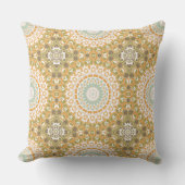 ゴールドオリーブ レトロ マンダラ デザイン クッション (正面)