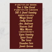 ゴールドオンブルガンディアートデコウェディング プログラム (裏面)