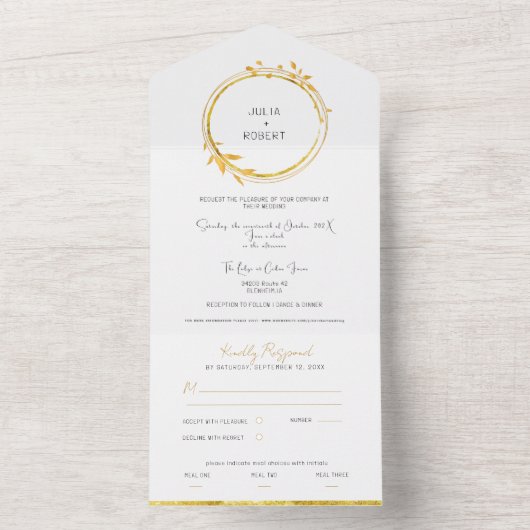 ゴールドオータムフォリエージュウェディング オールインワン招待状 (内側)