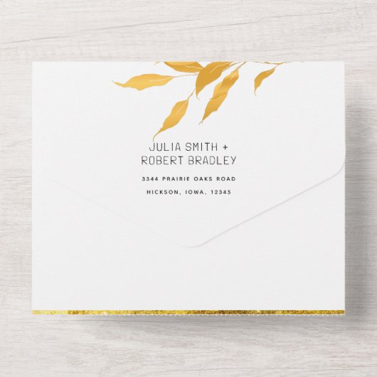 ゴールドオータムフォリエージュウェディング オールインワン招待状 (裏面)