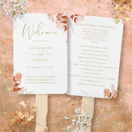 ゴールドオータムフラワーの秋の結婚式プログラム ハンドファン