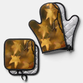 ゴールドオータムリーフクリスマスギフト 鍋つかみ&鍋敷きセット (正面/裏面)