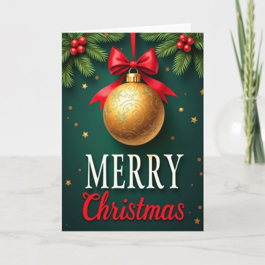 ゴールドオーナメントのクリスマスカード カード (正面)