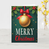 ゴールドオーナメントのクリスマスカード カード (黄色い花)