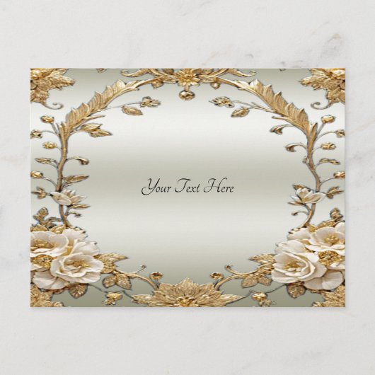 ゴールドオーナメント白花ポストカード ポストカード (正面)