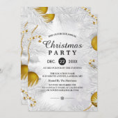 ゴールドオーナメント シルバー ホワイト クリスマスパーティ 招待状 (正面/裏面)