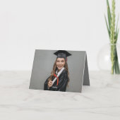 ゴールドオーバーレイリボン 卒業帽 現代の写真 サンキューカード (裏面)