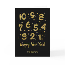 ゴールドカウントダウン 新年のホリデーグリーティングカード