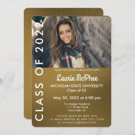 ゴールドカスタムフォト卒業生招待状 招待状