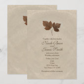 ゴールドカッパー 秋の落ち葉 エレガント オーダーメイドパーティー 招待状 (正面/裏面)
