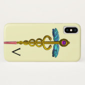 ゴールドカドゥケウス医療シンボルモノグラム,クリーム Case-Mate iPhoneケース (裏面(横))