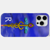 ゴールドカドゥケウス医療シンボル ブルースカイモノグラム Case-Mate iPhoneケース (裏面 (横))