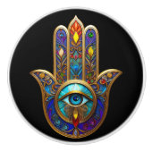 ゴールドカラフルハムサターコイズサファイア第三の眼  セラミックノブ (正面)