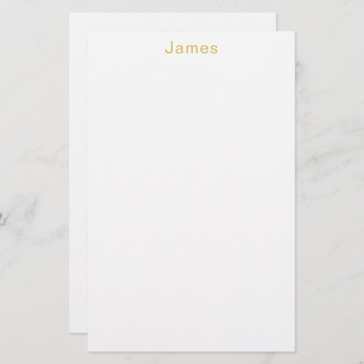 ゴールドカラーのプロフェッショナルでトレンディなミニマリスト名 便箋 (正面/裏面)