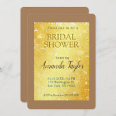 ゴールドカラーのミニマルなブライダルシャワー 招待状 (正面/裏面)
