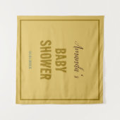 ゴールドカラーのモダンでミニマルなベビーシャワー タペストリー (正面(横))