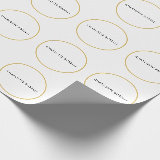 ゴールドカラーの境界線が白のミニマルでプロフェッショナル ラッピングペーパー (角)