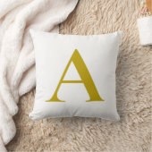 ゴールドカラーカスタムモノグラムイニシャルレター プレーンテキスト クッション (ブランケット)