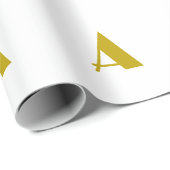 ゴールドカラーカスタムモノグラムイニシャルレター プレーンメッセージ ラッピングペーパー (ロールコーナー)