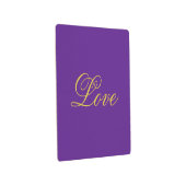 ゴールドカラースクリプトラブパープルカリグラフィー メタルプリント (3/4)