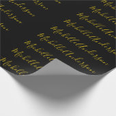 ゴールドカラー ブラック モダン ミニマリスト 手書き ネーム ラッピングペーパー (角)