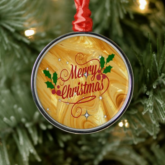 ゴールドカラー、メリークリスマス、 メタルオーナメント (ツリー)