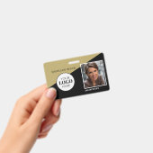 ゴールドカラー 白 従業員ID写真 ロゴ バッジ (手持ち)