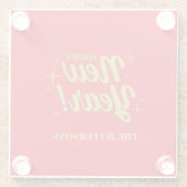 ゴールドカラー 赤 ハッピー ニュー イヤー メリー クリスマス ガラスコースター (裏面)