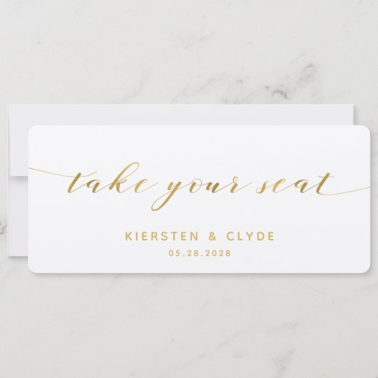 ゴールドカリグラフィーウェディング着席トップカード 招待状 (正面)