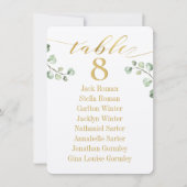 ゴールドカリグラフィーグリーンウェディングテーブルシーティングカード 招待状 (正面)