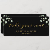 ゴールドカリグラフィーグリーンエリート 席へどうぞ トップカード 招待状 (正面/裏面)