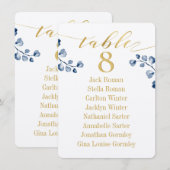 ゴールドカリグラフィーグリーンシーティングチャートカード 招待状 (正面/裏面)