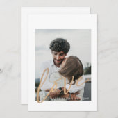 ゴールドカリグラフィーラブフォトバレンタインデーカード シーズンカード (正面/裏面)