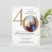 ゴールドカリグラフィー写真 40周年結婚記念日 招待状 (スタンド正面)