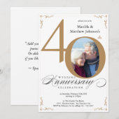 ゴールドカリグラフィー写真 40周年結婚記念日 招待状 (正面/裏面)