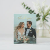 ゴールドカリグラフィー結婚式写真感謝ポストカード ポストカード (スタンド正面)