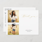 ゴールドカリグラフィー2枚写真 卒業お礼 ポストカード (正面/裏面)