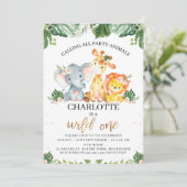 ゴールドカリグラフィー サファリ ワイルドワン バースデー 招待状 (スタンド正面)