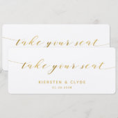 ゴールドカリグラフィー 席へどうぞ トップカード 招待状 (正面/裏面)