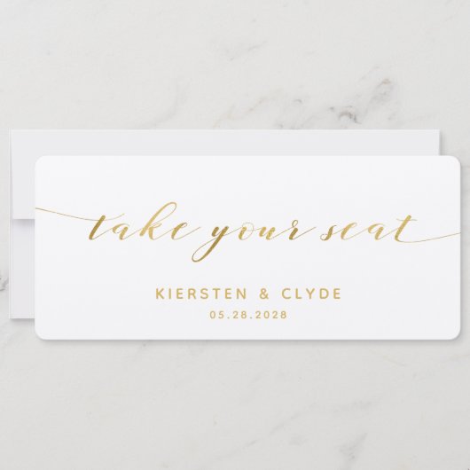 ゴールドカリグラフィー 席へどうぞ トップカード 招待状 (正面)