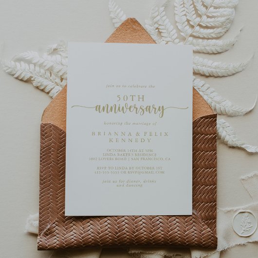 ゴールドカリグラフィー 50周年結婚記念日 招待状