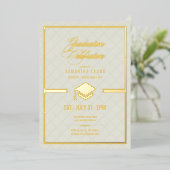 ゴールドキャップ卒業式ID834 箔招待状 (立ち正面)