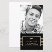 ゴールドキャップ　カラー変更可能　卒業写真カード 案内状 (正面/裏面)