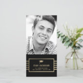 ゴールドキャップ　カラー変更可能　卒業写真カード 案内状 (スタンド正面)