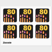 ゴールドキャンドル80歳の誕生日 スクエアシール (シート)