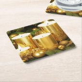 ゴールドキャンドル クリスマス ホリデー ペーパーコースター (アングル)