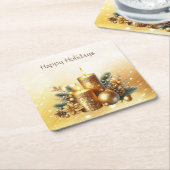 ゴールドキャンドル クリスマス ホリデー ペーパーコースター (アングル)