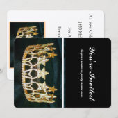 ゴールドクラウンとブラックメタリックの招待状 招待状 (正面/裏面)