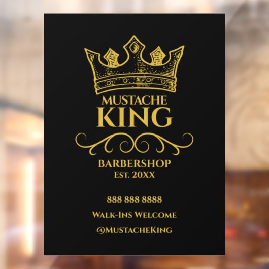 ゴールドクラウンキング マスタッシュ バーバーショップ ビジネス ウィンドウサイン (シート2)
