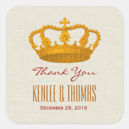 ゴールドクラウンサンキュー新郎新婦の結婚式V27 スクエアシール
